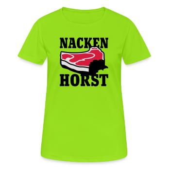 Nacken Horst | Grillen | BBQ - T-shirt respirant Femme - vert néon - Devant - AI Model Female 172 dark (172cm)