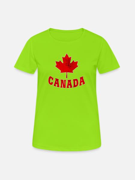Kanada / Geschenk / Ahornblatt / Geschenkidee - Frauen T-Shirt atmungsaktiv - Neongrün
