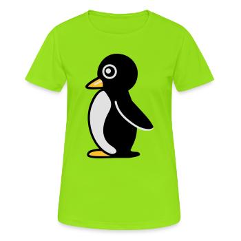 Minimalistischer Pinguin - Frauen T-Shirt atmungsaktiv - Neongrün - Vorne - AI Model Female 172 dark (172cm)