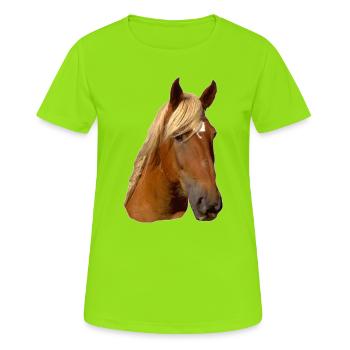 Tête de cheval - T-shirt respirant Femme - vert néon - Devant - AI Model Female 172 dark (172cm)