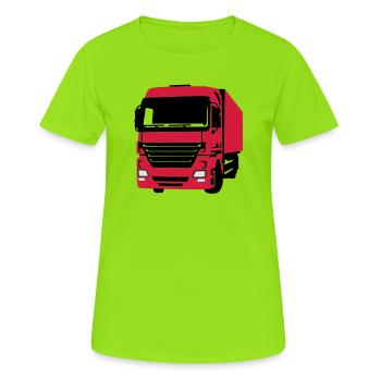 LKW - Frauen T-Shirt atmungsaktiv - Neongrün - Vorne - AI Model Female 172 dark (172cm)
