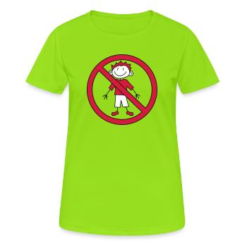 interdit panneau zone pas enfant peint gribouillis com - T-shirt respirant Femme - vert néon - Devant - AI Model Female 172 dark (172cm)