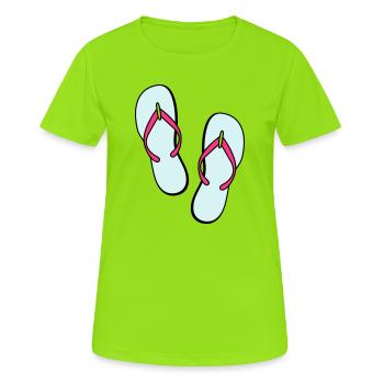 flip flops sommer beach strand party - Frauen T-Shirt atmungsaktiv - Neongrün - Vorne - AI Model Female 172 dark (172cm)