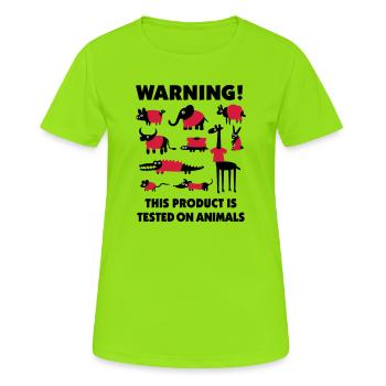 Warning this product is tested on animals 3Clr - Women's Breathable T-Shirt - neon green - Front - AI Model Female 172 dark (172cm)
