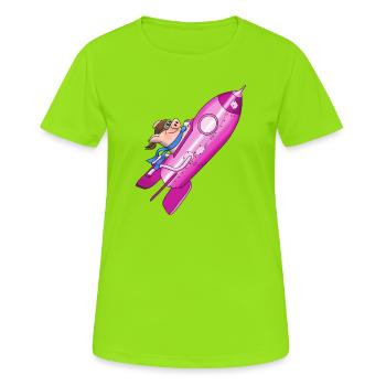fusée - T-shirt respirant Femme - vert néon - Devant - AI Model Female 172 dark (172cm)