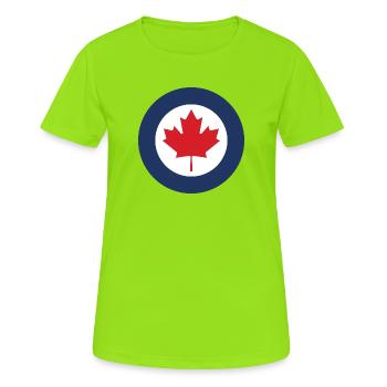 Version standard de la cocarde aéronautique canadienne - T-shirt respirant Femme - vert néon - Devant - AI Model Female 172 dark (172cm)