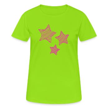 STAR. STAR. STERNE. PARTY. JAHRESTAG. WEIHNACHTEN - Frauen T-Shirt atmungsaktiv - Neongrün - Vorne - AI Model Female 172 dark (172cm)