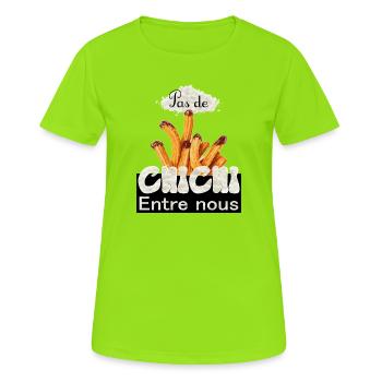 Pas de chichi entre nous - T-shirt respirant Femme - vert néon - Devant - AI Model Female 172 dark (172cm)