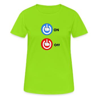 Doigt d'honneur ON et OFF - T-shirt respirant Femme - vert néon - Devant - AI Model Female 172 dark (172cm)