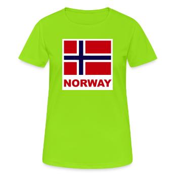 Norwegen Norwegen Flagge - Frauen T-Shirt atmungsaktiv - Neongrün - Vorne - AI Model Female 172 dark (172cm)