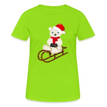 enchanting polar bear while sledging - Women's Breathable T-Shirt - neon green - Front - AI Model Female 172 dark (172cm)