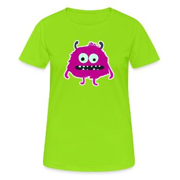 Monstre Pourpre Poilue | Créature mignonne et ridicule - T-shirt respirant Femme - vert néon - Devant - AI Model Female 172 dark (172cm)