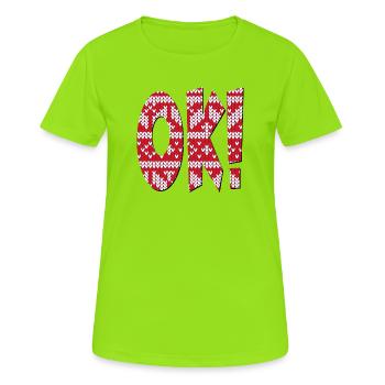 STRICKMUSTER OK - ZUSTIMMUNG SPRÜCHE - Frauen T-Shirt atmungsaktiv - Neongrün - Vorne - AI Model Female 172 dark (172cm)