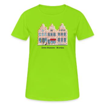 Norden, Frise orientale, Landmark Three Sisters - T-shirt respirant Femme - vert néon - Devant - AI Model Female 172 dark (172cm)