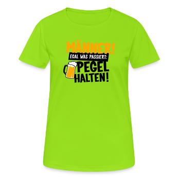 Männer Pegel halten - Frauen T-Shirt atmungsaktiv - Neongrün - Vorne - AI Model Female 172 dark (172cm)