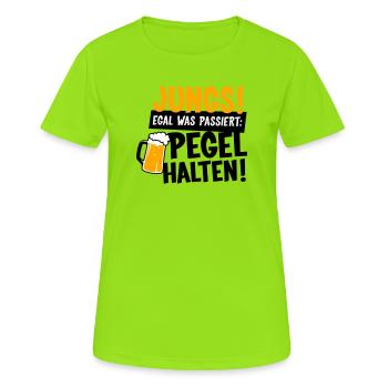 Jungs Pegel halten Party - Frauen T-Shirt atmungsaktiv - Neongrün - Vorne - AI Model Female 172 dark (172cm)