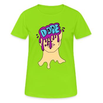 Portrait Baveur de la Maison de la Naissance - T-shirt respirant Femme - vert néon - Devant - AI Model Female 172 dark (172cm)