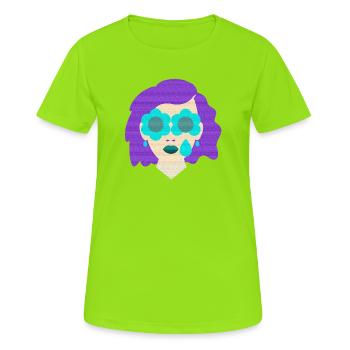Frau Träne Blumen vintage Grafik - Frauen T-Shirt atmungsaktiv - Neongrün - Vorne - AI Model Female 172 dark (172cm)