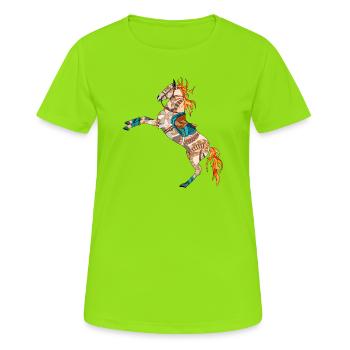 skurriles buntes Pferd - Frauen T-Shirt atmungsaktiv - Neongrün - Vorne - AI Model Female 172 dark (172cm)