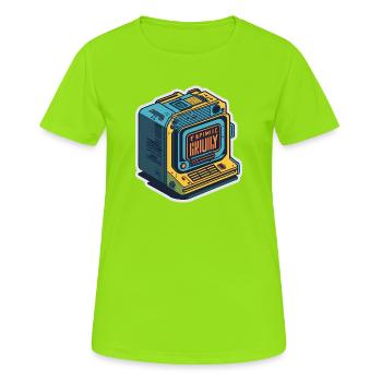 Ordinateur rétro - T-shirt respirant Femme - vert néon - Devant - AI Model Female 172 dark (172cm)