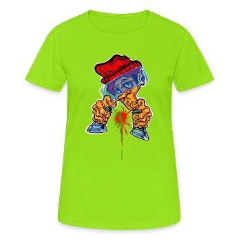 Bombe aérosol Master - T-shirt respirant Femme - vert néon - Devant - AI Model Female 172 dark (172cm)