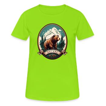 Waldbewohner Braunbär - Frauen T-Shirt atmungsaktiv - Neongrün - Vorne - AI Model Female 172 dark (172cm)