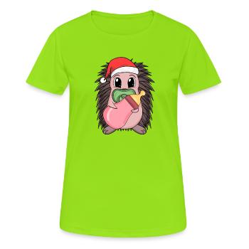 Igel Baby Weihnachten - Frauen T-Shirt atmungsaktiv - Neongrün - Vorne - AI Model Female 172 dark (172cm)