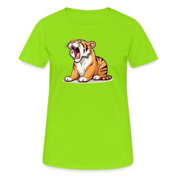 Tigre fatigué - T-shirt respirant Femme - vert néon - Devant - AI Model Female 172 dark (172cm)