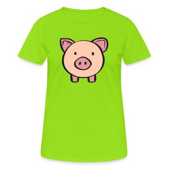 Schweinchen - Frauen T-Shirt atmungsaktiv - Neongrün - Vorne - AI Model Female 172 dark (172cm)