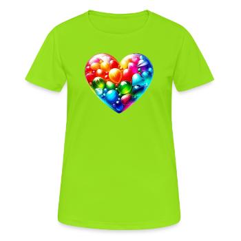 Coeur coloré - T-shirt respirant Femme - vert néon - Devant - AI Model Female 172 dark (172cm)