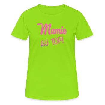MAMIE - T-shirt respirant Femme - vert néon - Devant - AI Model Female 172 dark (172cm)