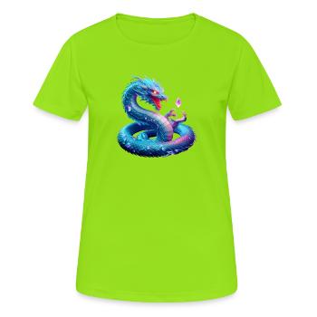 Dragon (03) - T-shirt respirant Femme - vert néon - Devant - AI Model Female 172 dark (172cm)