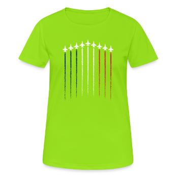 Jet Parade Trikolore - Frauen T-Shirt atmungsaktiv - Neongrün - Vorne - AI Model Female 172 dark (172cm)