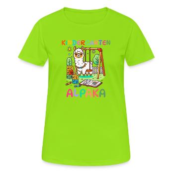 Cute Nursery Alpaca Kids Gift - Women's Breathable T-Shirt - neon green - Front - AI Model Female 172 dark (172cm)