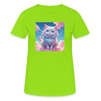 Chaton - T-shirt respirant Femme - vert néon - Devant - AI Model Female 172 dark (172cm)
