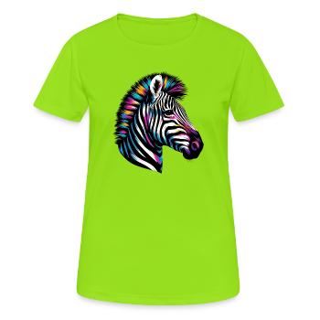 Zebra - Frauen T-Shirt atmungsaktiv - Neongrün - Vorne - AI Model Female 172 dark (172cm)