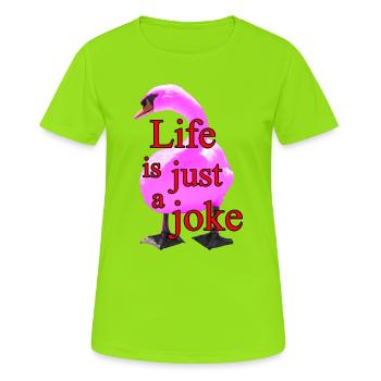 Imprimé cygne humoristique - T-shirt respirant Femme - vert néon - Devant - AI Model Female 172 dark (172cm)