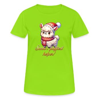 Alpaca - Santa's little helper! - Women's Breathable T-Shirt - neon green - Front - AI Model Female 172 dark (172cm)
