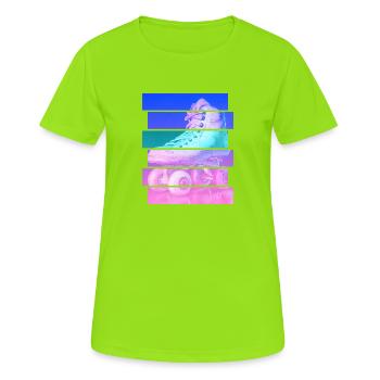 Rollschuh - Frauen T-Shirt atmungsaktiv - Neongrün - Vorne - AI Model Female 172 dark (172cm)