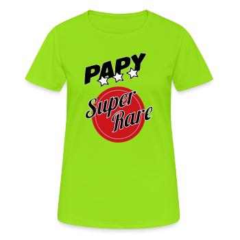 Papy super rare - T-shirt respirant Femme - vert néon - Devant - AI Model Female 172 dark (172cm)
