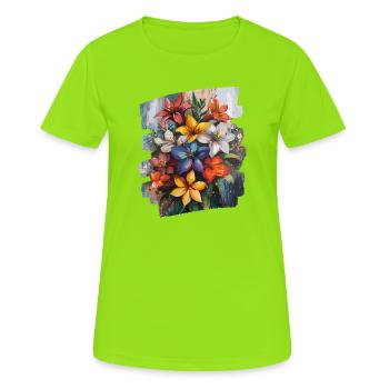 Printemps Printemps Début Fleur Fleurs - T-shirt respirant Femme - vert néon - Devant - AI Model Female 172 dark (172cm)