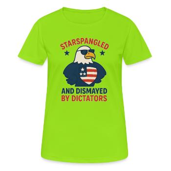 Stars Splittered Bestürzt von Diktatoren - Frauen T-Shirt atmungsaktiv - Neongrün - Vorne - AI Model Female 172 dark (172cm)