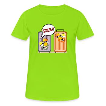VALISE DE VACANCES STRESS VACANCES - T-shirt respirant Femme - vert néon - Devant - AI Model Female 172 dark (172cm)