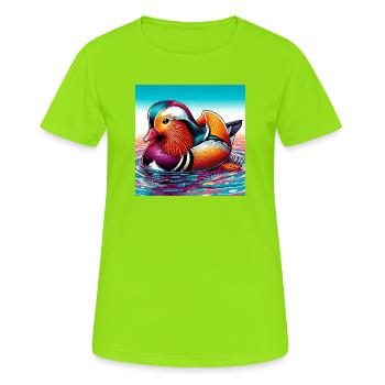 Canard mandarin - T-shirt respirant Femme - vert néon - Devant - AI Model Female 172 dark (172cm)