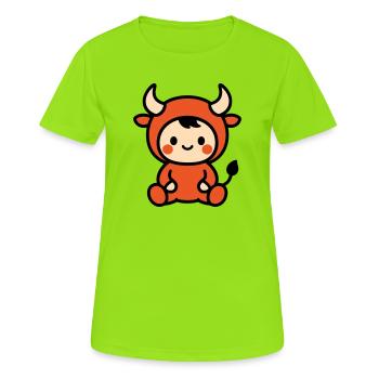 Mignon Astro Taureau - T-shirt respirant Femme - vert néon - Devant - AI Model Female 172 dark (172cm)