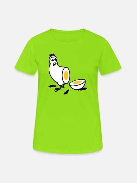 Huhn oder Ei - Frauen T-Shirt atmungsaktiv - Neongrün