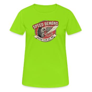 Speed Demons Motorsport Design - T-shirt respirant Femme - vert néon - Devant - AI Model Female 172 dark (172cm)