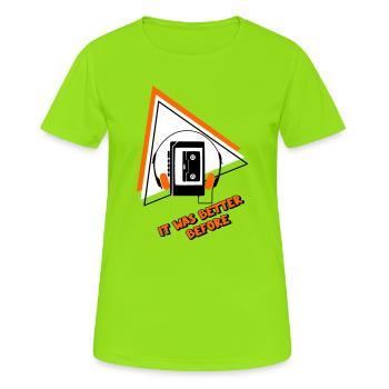 Vintage Audio Design Cassettes - Women's Breathable T-Shirt - neon green - Front - AI Model Female 172 dark (172cm)