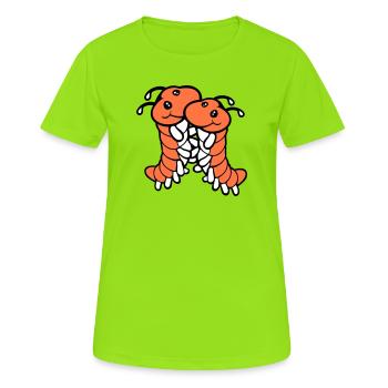 2 caterpillars cute two friends dear couple in love - Women's Breathable T-Shirt - neon green - Front - AI Model Female 172 dark (172cm)