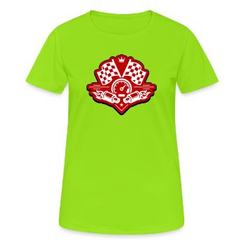 Racing Rennflagge Auspuff Tacho - Frauen T-Shirt atmungsaktiv - Neongrün - Vorne - AI Model Female 172 dark (172cm)